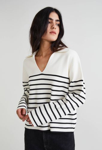 Pull rayé avec col en coton, certifié OEKOTEX - MONOPRIX FEMME - Modalova