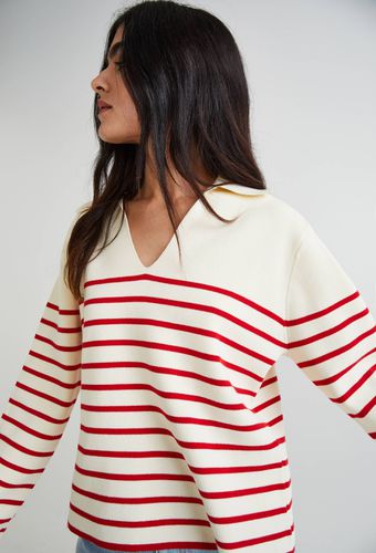 Pull rayé avec col en coton, certifié OEKOTEX - MONOPRIX FEMME - Modalova