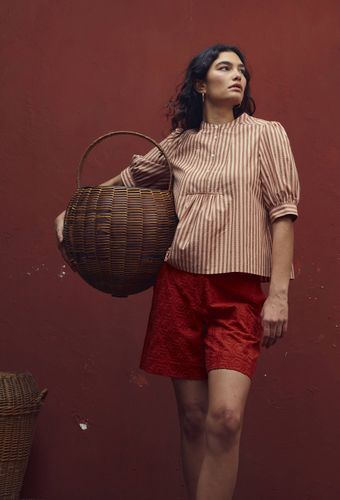 Short brodé en coton, certifié Oeko-Tex - MONOPRIX - Modalova