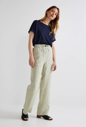 Pantalon taille semi élastiquée à rayures en lin - MONOPRIX PREMIUM - Modalova