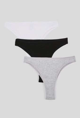 Lot de 3 tangas côtelés CAMELIA en coton BIO GOTS - MONOPRIX - Modalova