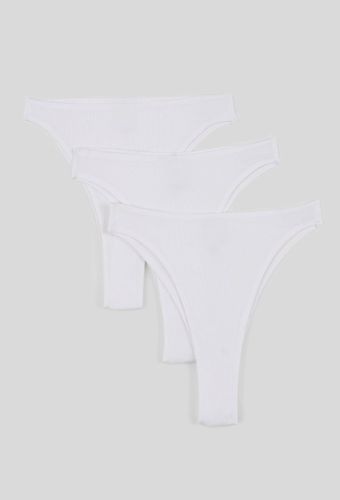 Lot de 3 tangas côtelés CAMELIA en coton BIO GOTS - MONOPRIX - Modalova