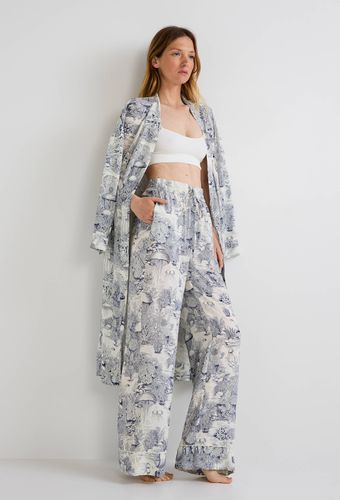 Pantalon fluide imprimé effet toile de jouy - MONOPRIX - Modalova