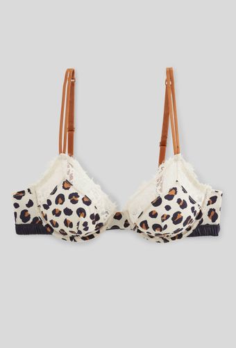 Soutien-gorge corbeille balconnet ZOE en microfibre imprimée et dentelle - MONOPRIX - Modalova