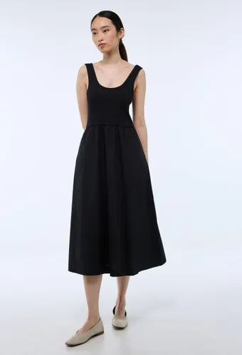Robe longue bi-matière unie en coton BIO GOTS - MONOPRIX - Modalova