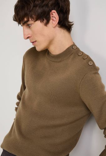 Pull col rond boutonné contenant de la laine - MONOPRIX - Modalova