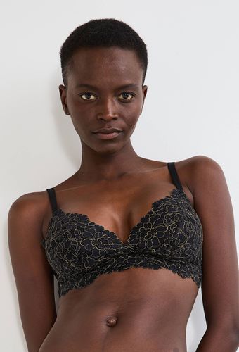 Soutien-gorge corbeille balconnet CAMILLE en dentelle avec fils métallisés - MONOPRIX - Modalova