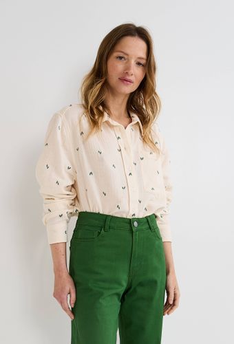 Chemise manches longues brodée en coton - MONOPRIX - Modalova