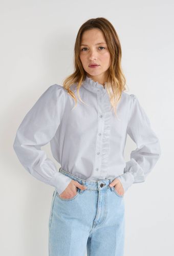 Blouse manches longues unie avec col montant en coton BIO GOTS - MONOPRIX - Modalova