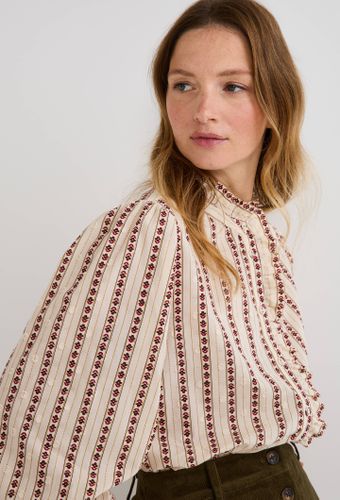 Blouse manches longues imprimée avec col montant en coton BIO - MONOPRIX - Modalova