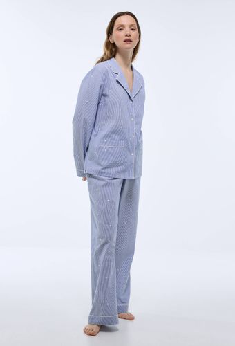 Pyjama long à rayures et pois brodés en coton BIO - MONOPRIX - Modalova