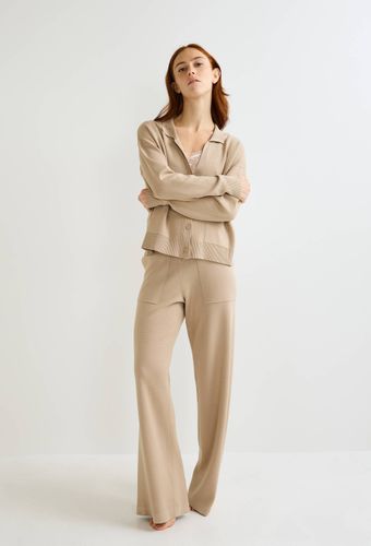 Pantalon large uni en maille - MONOPRIX - Modalova