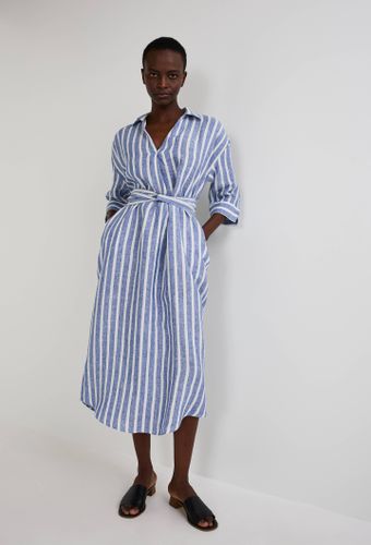 Robe midi rayée en lin - MONOPRIX PREMIUM - Modalova