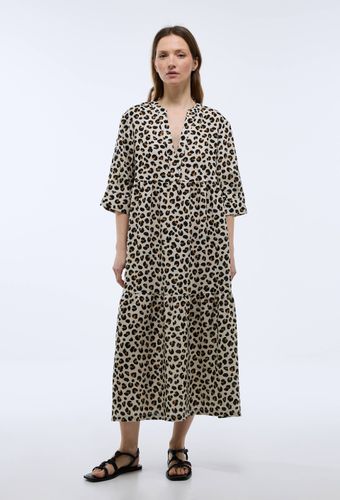 Robe midi ample imprimée en lin - MONOPRIX - Modalova