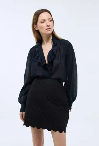Blouse manches longues unie contenant du coton - MONOPRIX - Modalova