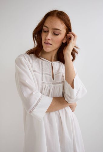 Chemise de nuit en dentelle et twill de coton BIO - MONOPRIX - Modalova