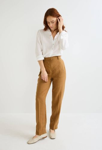 Pantalon carotte à taille semi-élastiquée en lin - MONOPRIX PREMIUM - Modalova