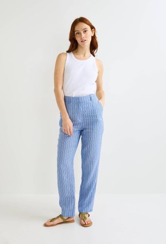 Pantalon carotte à taille semi-élastiquée en lin - MONOPRIX PREMIUM - Modalova