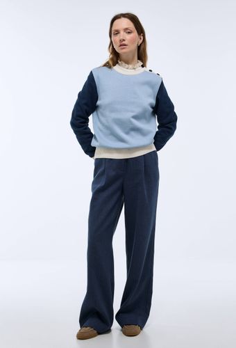 Pull col rond en coton boutonné à l'épaule, Fabriqué en France - MONOPRIX FEMME - Modalova