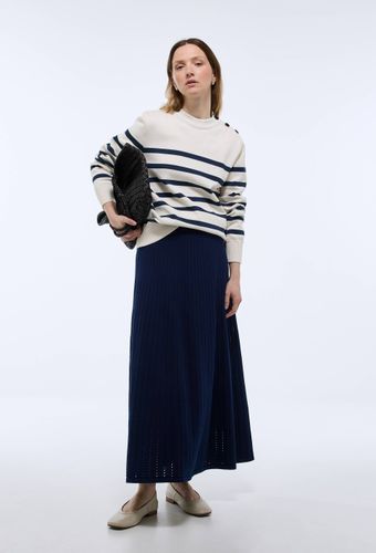 Pull rayé bicolore col rond boutonné à l'épaule en coton BIO, Fabriqué en France - MONOPRIX FEMME - Modalova