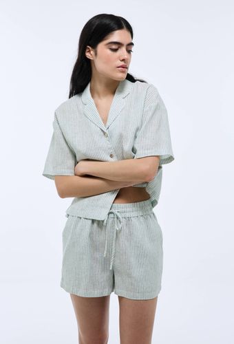 Pyjashort rayé lin coton - MONOPRIX - Modalova