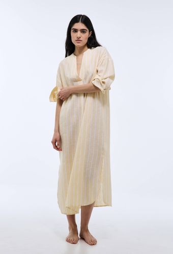 Chemise de nuit rayée en lin et coton - MONOPRIX - Modalova