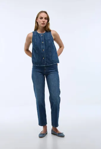 Jean droit uni en coton - MONOPRIX - Modalova