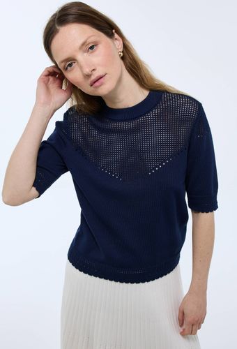Pull manches courtes ajouré en coton - MONOPRIX - Modalova