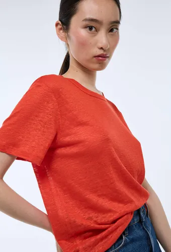 T-shirt à manches courtes uni en lin - MONOPRIX PREMIUM - Modalova