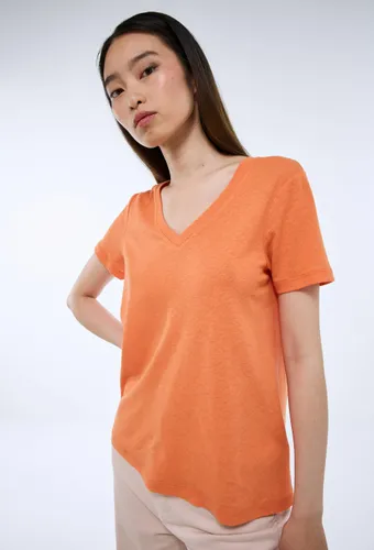 T-shirt manches courtes uni contenant du lin - MONOPRIX - Modalova