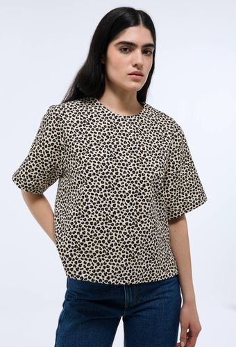 Top manches courtes imprimé avec boutons au dos en coton - MONOPRIX - Modalova