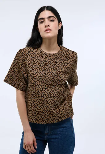 Top manches courtes imprimé avec boutons au dos en coton - MONOPRIX - Modalova