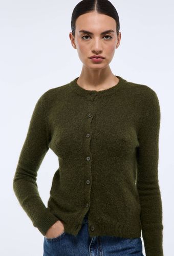 Cardigan col rond uni contenant de l'alpaga - MONOPRIX - Modalova