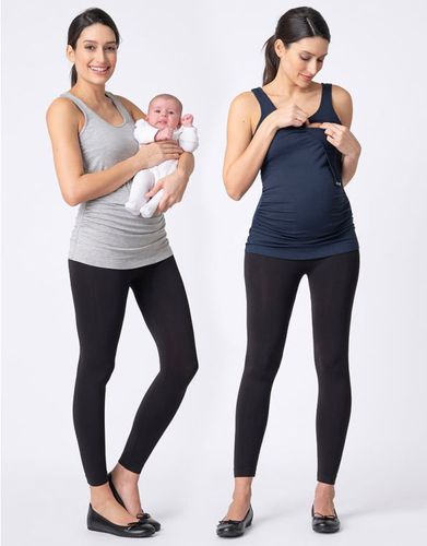 Twin Pack Maternity & Nursing Vest Tops - & Navy | - Seraphine - Modalova