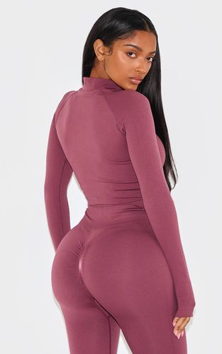 Burgundy Veste Zippée Active Sans Couture Shape | Taille Small - PrettyLittleThing - Modalova