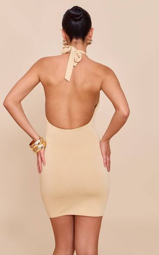 Pale Yellow Robe Courte Drapée En Modal À Col Licou | Taille 32 - PrettyLittleThing - Modalova