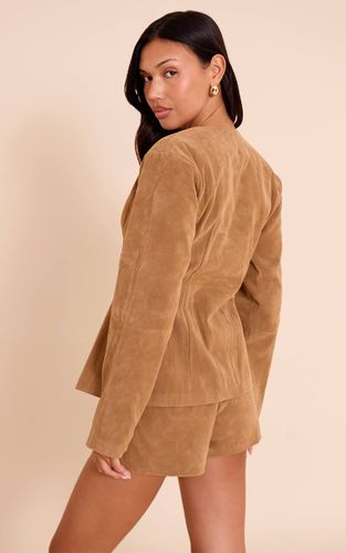 Tan Blazer Cintré En Synthétique Structurée Avec Taille Resserrée | Taille 42 - PrettyLittleThing - Modalova
