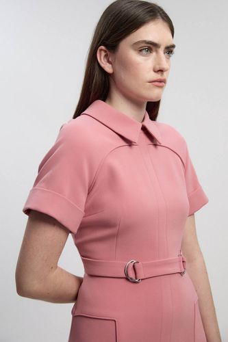 Robe Midi Évasée à Détail Patte Extensible Compacte | Taille 16 - KarenMillen - Modalova