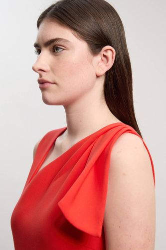 Robe Midi Crayon Ceinturée À Basque Volantée En Maille Stretch Compacte | Taille 16 - KarenMillen - Modalova