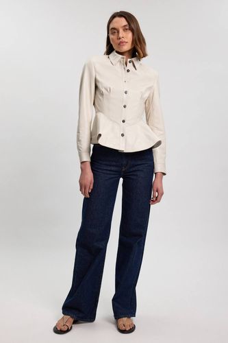 Chemise En Cuir À Basque Boutonnée | Taille 18 - KarenMillen - Modalova