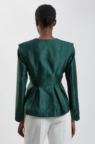 Blazer Ajusté En Satin Structuré À Basque Plissée | Taille 18 - KarenMillen - Modalova