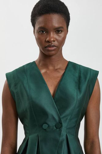 Robe Midi Péplum En Satin Structuré | Taille 18 - KarenMillen - Modalova