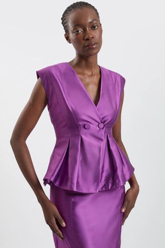 Robe Midi Péplum En Satin Structuré | Taille 18 - KarenMillen - Modalova