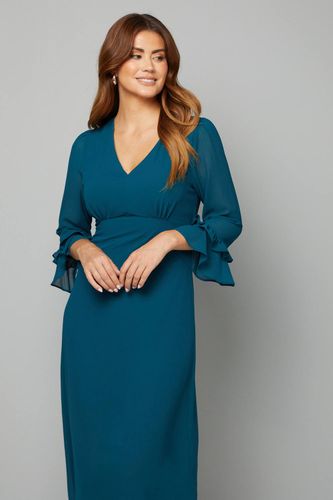 Robe Midi à Manches Évasées Émeraude | Taille 48 - Wallis - Modalova