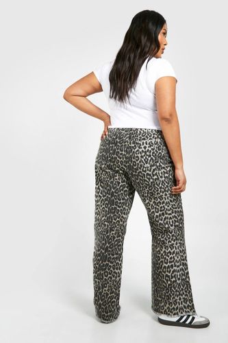Plus Leopard Jean à Jambe Droite | Taille 54 - boohoo - Modalova