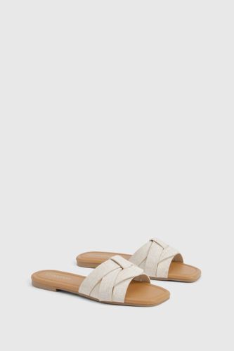 Linen Woven Basic Mule Sandals | Taille 40 - boohoo - Modalova