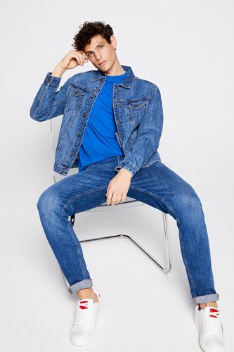 Calça jeans skinny com lavagem média escura - Springfield - Modalova