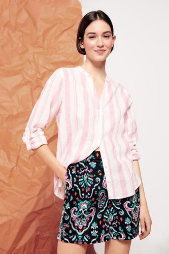 Chemise col mao lin coton - Springfield - Modalova