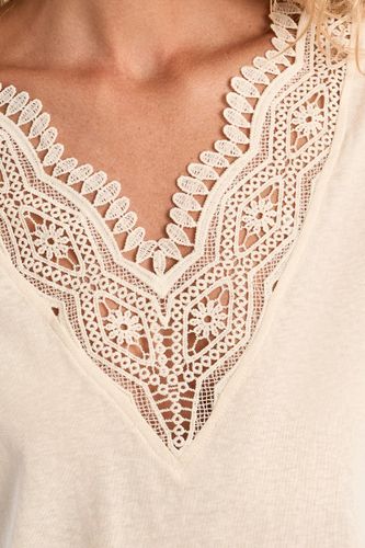 T-shirt droit avec col brodé - MOLLY BRACKEN - Modalova