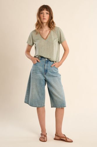 T-shirt col V, doré - MOLLY BRACKEN - Modalova